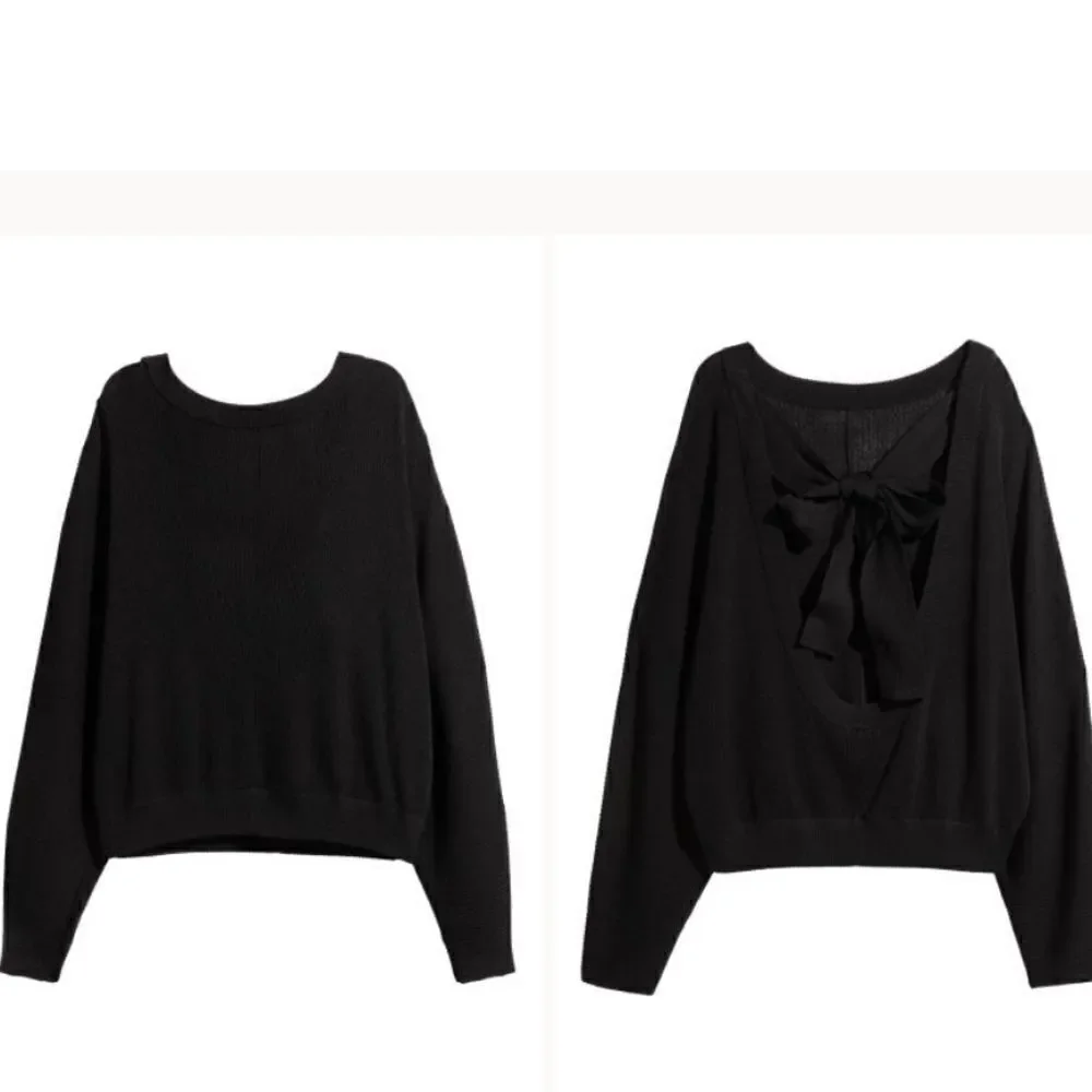 H&M Black Open Back with Tie Lightweight Sweater